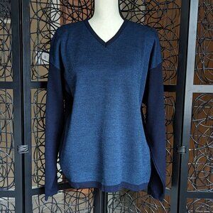 Brandini Medium navy blue 100% Merino Wool long sleeve sweater made in Italy